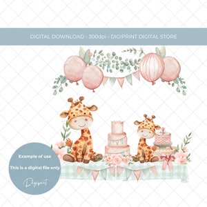 Baby shower acquerello giraffa sublimazione PNG Design baby shower giraffa, grafica digitale Baby shower PNG per la stampa di inviti per la realizzazione di cartoline