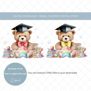 Obrigado professor agradecimento sublimação PNG, Urso de pelúcia de formatura PNG, Professor obrigado arco-íris ursinho clipart, fim da escola imagem PNG