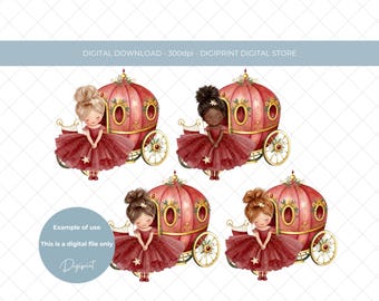 Christmas Sugar Plum Fairy PNG, Christmas Fairy Carriage Clipart (Digital Download)