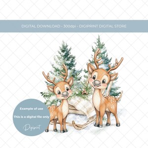 Renne de Noël numérique PNG, hiver bois mignon renne nourriture clipart, carte de renne faisant graphique de sublimation ornement acrylique