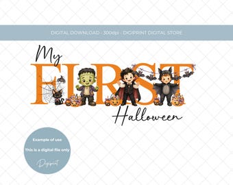 My First Halloween Clipart, Cute Baby Monster Design (Digital Download)