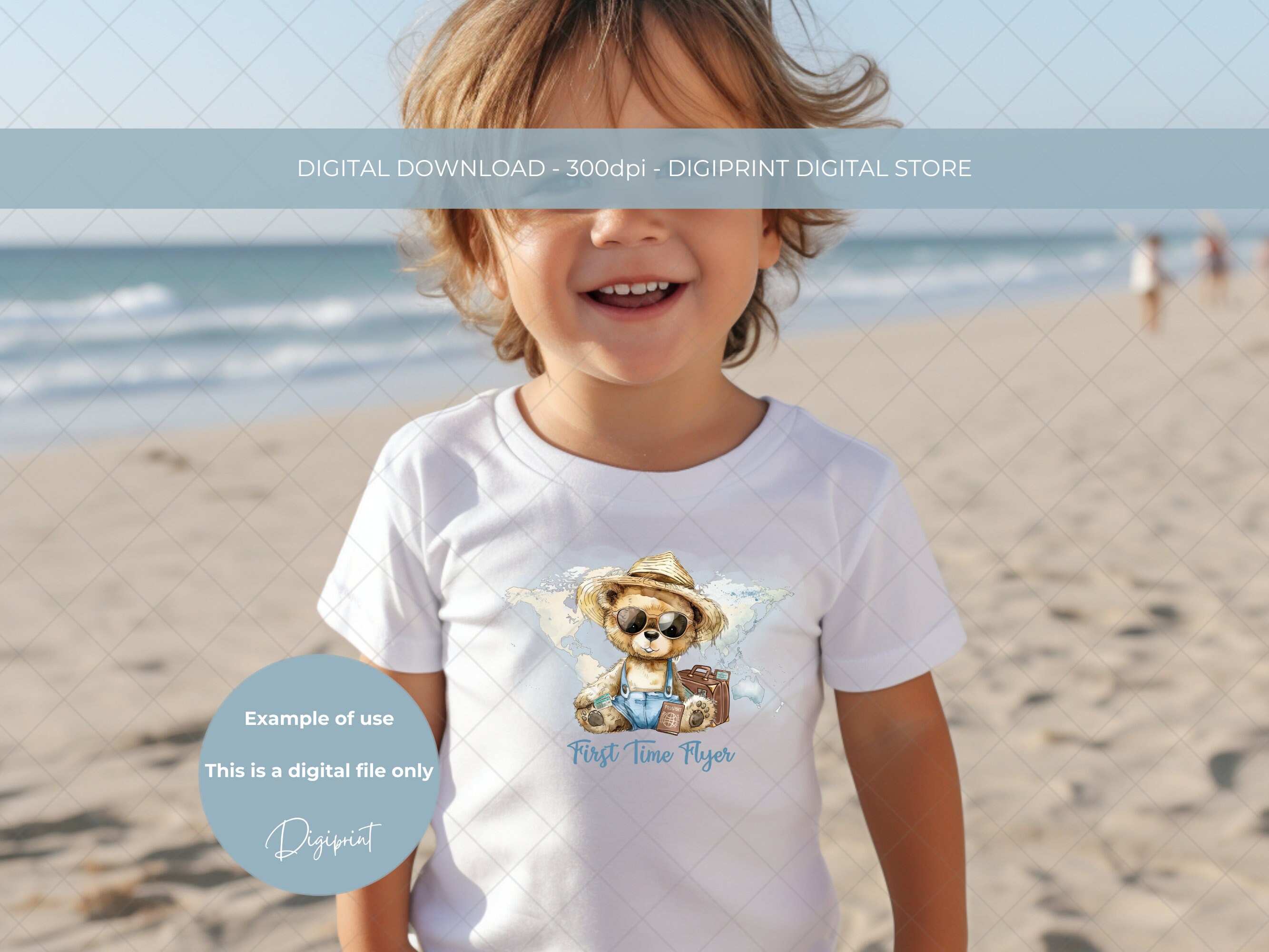 First Time Flyer PNG for Boys, Kids First Holiday Digital Print, Bear ...