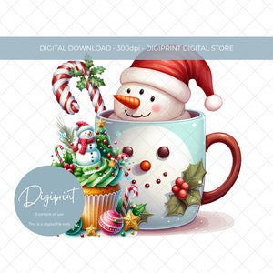 Chocolate quente de Natal PNG, cacau quente PNG, design de sublimação, download digital instantâneo, clipart de Natal, clipart de férias, Natal PNG