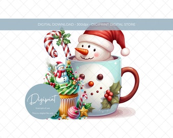 PNG di cioccolata calda natalizia, PNG di cioccolata calda, design a sublimazione, download digitale istantaneo, clipart di Natale, clipart natalizia, PNG di Natale