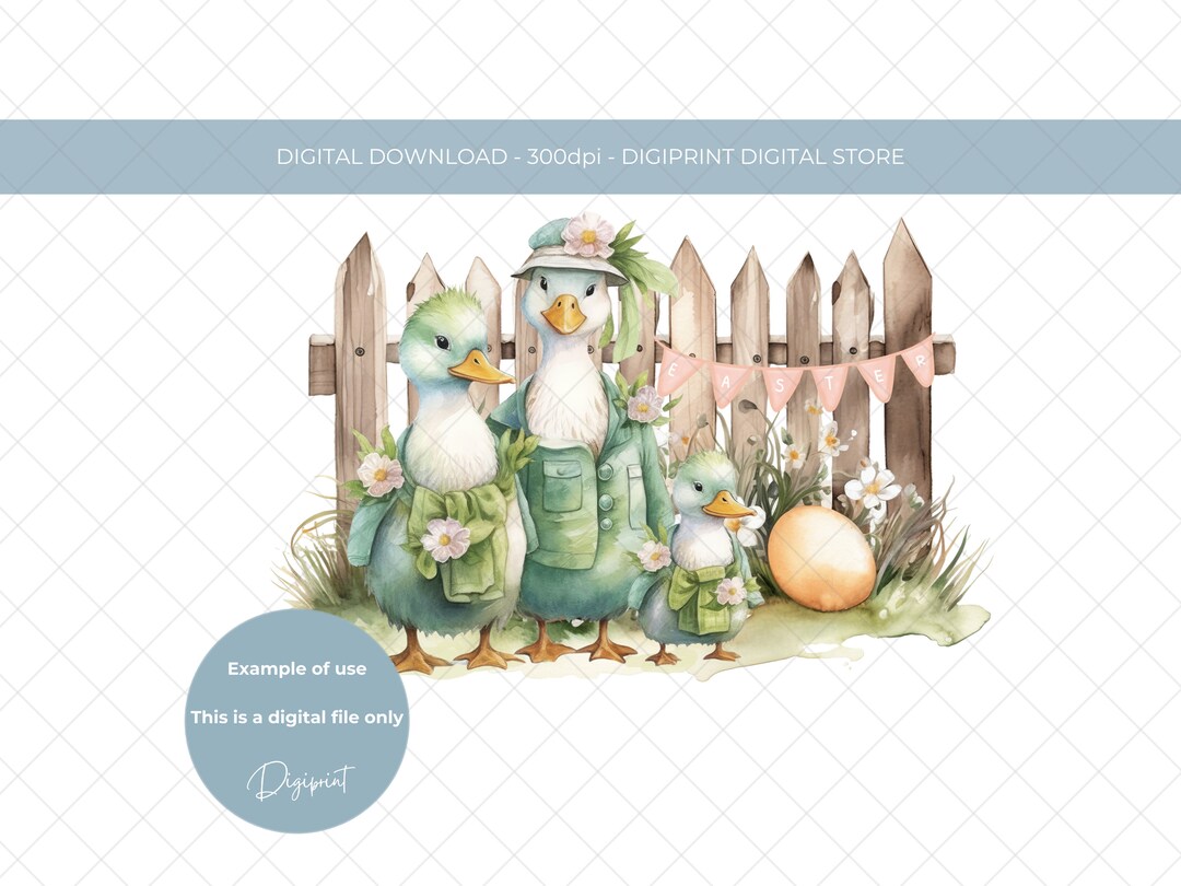 Cute Duck Family Watercolour Sublimation PNG Easter Clipart Design ...