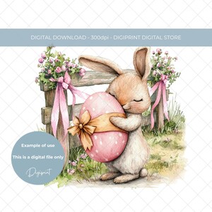 Niedliche Osterhase digitale Clipart PNG, niedliche Osterhase Grafik für Druck sofortiger Download Kinder Kleidung Ostern Geschenk UVHTF