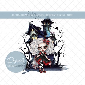 Halloween pop clipart, schattig meisje clipart, herfst herfst, Halloween clipart, spookhuis PNG instant download, sublimatie, commercieel gebruik