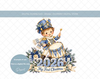 Watercolour Christmas Drummer Boy PNG Clipart, Children's First Christmas Graphic (Digital Download)