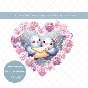 Téléchargement numérique de la Saint-Valentin, conception de sublimation de la Saint-Valentin, téléchargement numérique des cliparts de la Saint-Valentin, coeurs de fleurs de la Saint-Valentin