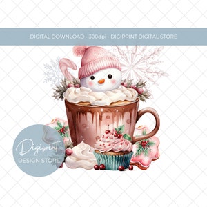 Chocolate quente de Natal PNG, cacau quente PNG, design de sublimação, download digital instantâneo, clipart de Natal, clipart de férias, Natal PNG