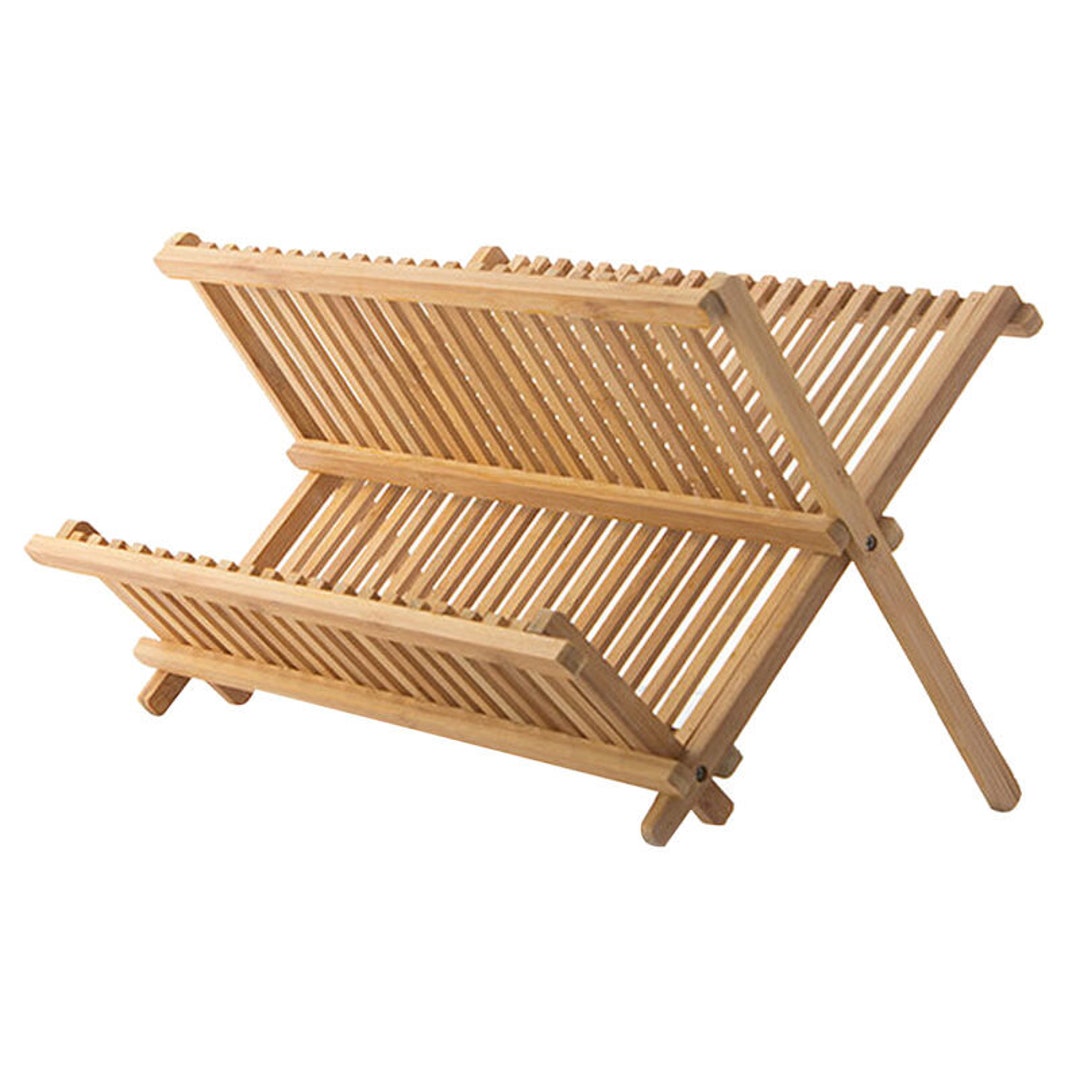 Bamboo Folding Dish Draining Rack Etsy UK