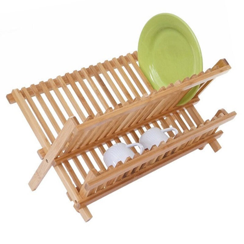 Bamboo Folding Dish Draining Rack Etsy UK