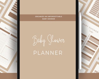 Boho Beige Baby Shower Planner, Editable Baby Shower Checklist, Girl Baby Shower Planner, Beige Boho Baby Shower Template, UK52X