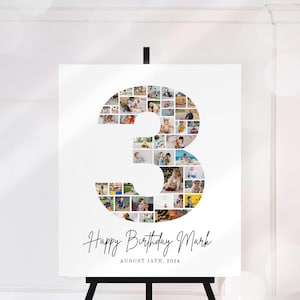 Baby 3rd Year Photo Collage, Third Birthday Collage, Baby Photo Collage Canva Frame, 3 Years Photo Collage, 3rd Birthday Collage Template