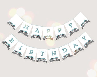 Race Car Birthday Banner: Editable Fast One Theme (Digital Download)