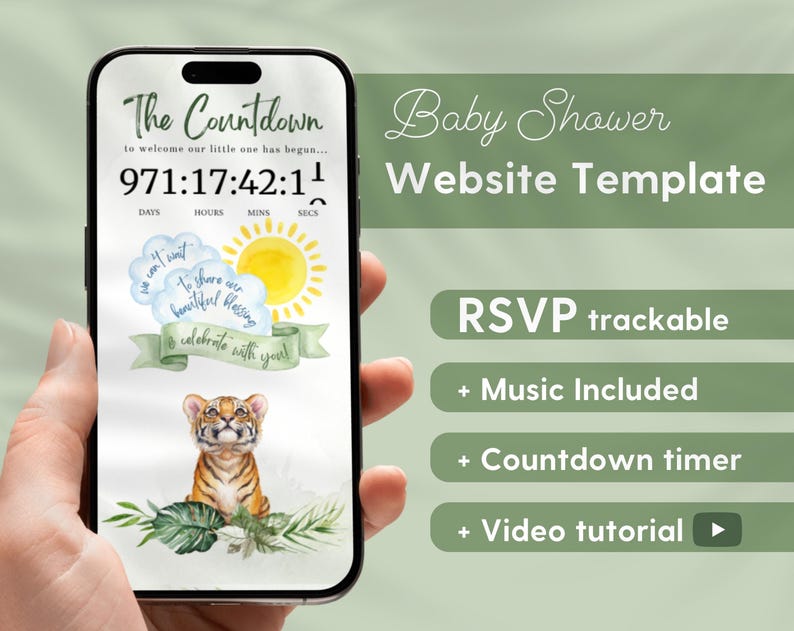 Animated Wild One Safari Digital Invitation for Canva Website with RSVP