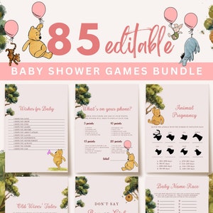 Editable Winnie the Pooh Baby Shower Games, Baby Girl Shower Games, Winnie the Pooh Baby Shower Decor, Winnie the Pooh Baby Girl Games,UK66X