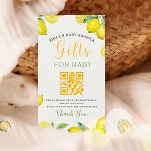 Lemon Baby Shower Favor Tags with QR Code, Lemon Favor Tags, Lemon Party QR Favors Tags, Citrus Decor, Lemon Decor, Canva Template, UK21X