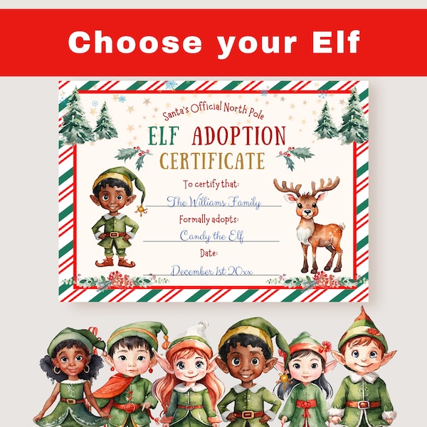 Editable Elf Adoption Certificate, Printable Elf Adoption, Elf Arrival Letter, Christmas Printable, Christmas Elf, Instant Download, UKLF3