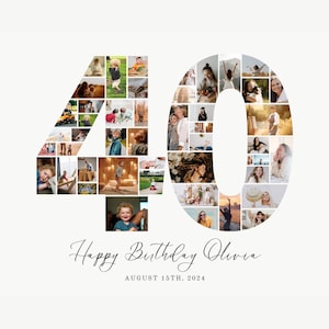 Bearbeitbares 40. Geburtstags-Fotoposter, Mutter 40. Geburtstags-Fotocollage, bearbeitbare Geburtstagsfotocollage, 40. Geburtstagsdekoration, UK25C