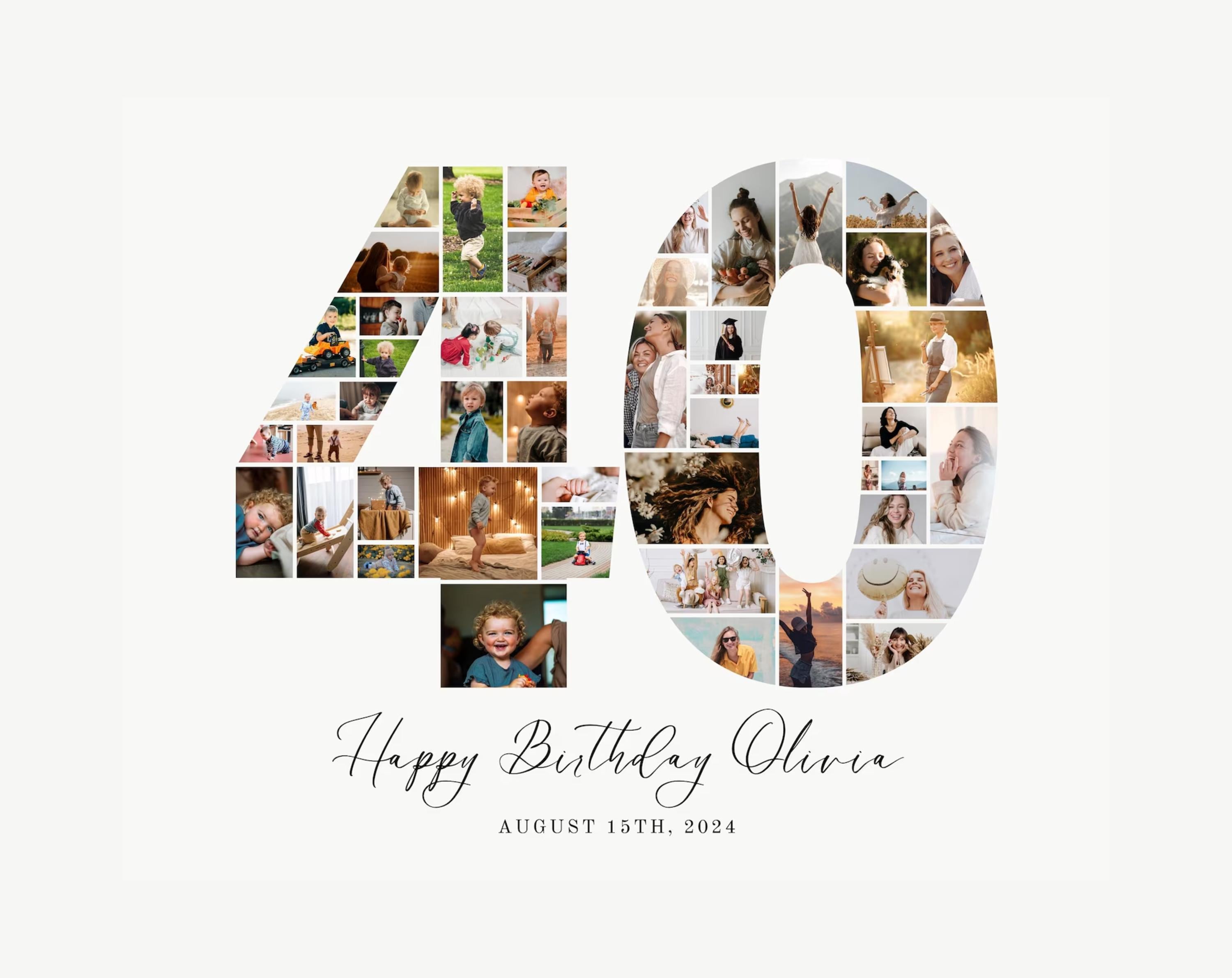 Editable 40th Birthday Photo Poster, Mom 40th Birthday Photo Collage, Editable Birthday Photo Collage, 40th Birthday Decorations, UK25C