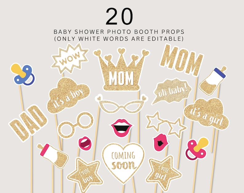 baby shower photo booth props bundle