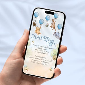 Baby Boy Classic Pooh Website Invitation with RSVP, Winnie the Pooh Baby Shower Digital Evite, Canva Template