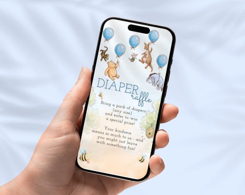Baby Boy Classic Pooh Website Invitation with RSVP, Winnie the Pooh Baby Shower Digital Evite, Canva Template