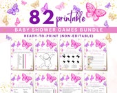 Butterfly Baby Shower Games, Pink and Purple Butterfly Baby Shower Games Set, Butterfly Baby Shower Decor, Butterfly Printable Games, UK15X