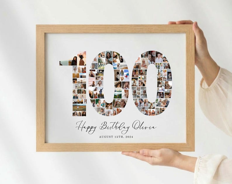 100th Birthday Photo Collage | Personalized 100th Birthday Poster ...