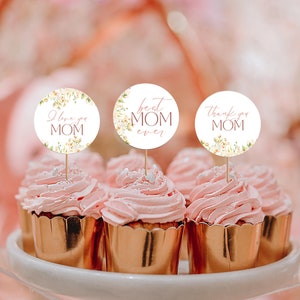 Topper per cupcake floreali per la festa della mamma, Topper per la festa della mamma, Topper per cupcake per la festa della mamma, Brunch per la festa della mamma, Decorazioni floreali per la festa della mamma, MDB1