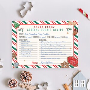 Editable Christmas Recipe Card, Printable Recipe Card, Cookie Recipe ...