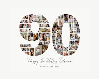 90th Birthday Photo Collage Editable Photo Collage, 90th Birthday Gift, 90th Birthday Ideas, 90th Birthday Board, 90th Photo Collage, UK25C