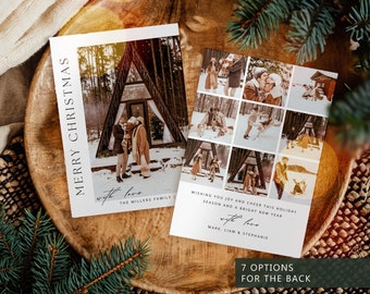 Boho Christmas Card Custom Photo, Minimalist Photo Christmas Card Template, Modern Christmas Photo Card, Photo Christmas Card, CH2X