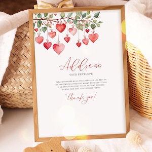 Enveloppe Station signe Saint-Valentin Baby Shower, coeurs roses sur une branche, cadeaux et cartes pour baby shower, modèle imprimable sur toile, UK78X