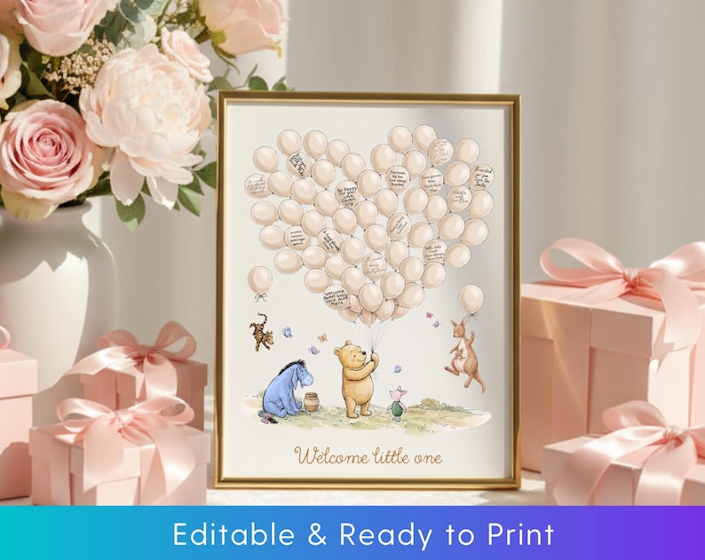 Winnie the Pooh alternative guest book for baby shower