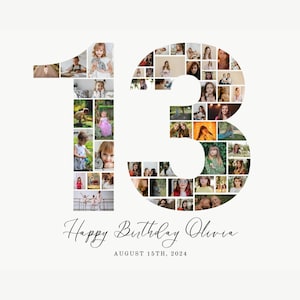 Editable 13th Birthday Photo Collage Poster: Canva Template (Digital Download)