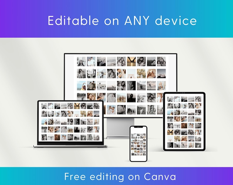 40 Photo Collage Template | Minimalist Grid Poster | Photo Gifts ...