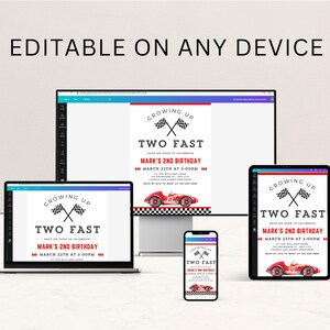 Two Fast Birthday Invitation Editable Template