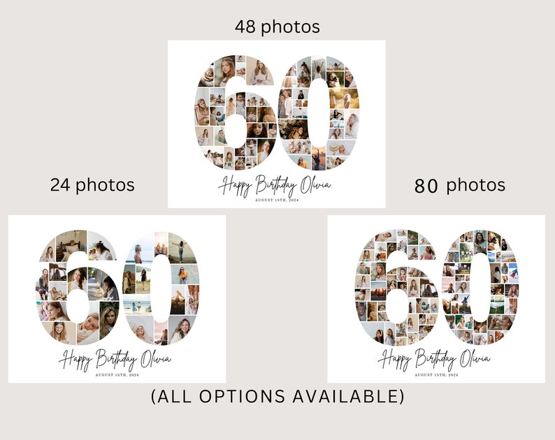 60st Birthday Digital Collage Number Collage