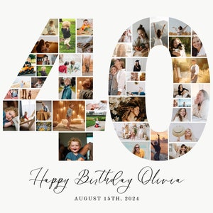 Editable 40th Birthday Photo Poster, Mom 40th Birthday Photo Collage, Editable Birthday Photo Collage, 40th Birthday Decorations, UK25C