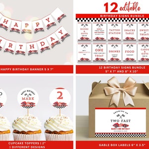 2nd Birthday Red Retro Race Car Bundle