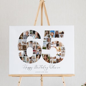 Poster collage fotografico per il 65° compleanno, collage di immagini MODIFICABILI, regali per il 65° compleanno, decorazioni per il 65° compleanno, idee per il 65° compleanno, UK25C