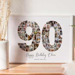 90th Birthday Photo Collage TEMPLATE, Look Who's 90, Celebrating 90 Years, 90th Birthday Decorations, 90 Year Old Gift, 90 Number, UK25C