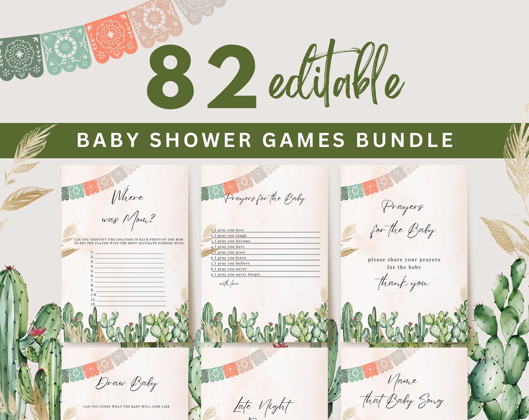 Mexican Baby Shower Games Cactus Baby Shower Games Printable Etsy