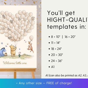 Pooh baby shower fingerprint alternative guest book