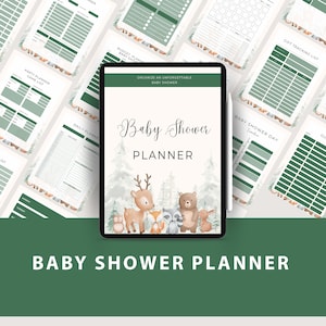 Editable Woodland Animal Baby Shower Planner, Forest Baby Shower Checklist Printable, Woodland Baby Shower Planner, Canva Templates, UK2BX