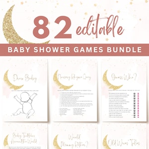 Moon Baby Shower Games Bundle: 82+ Editable Templates (Digital Download)