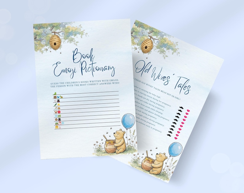 Boy Winnie the Pooh Baby Shower Bundle, Editable Printable Games, Signs ...