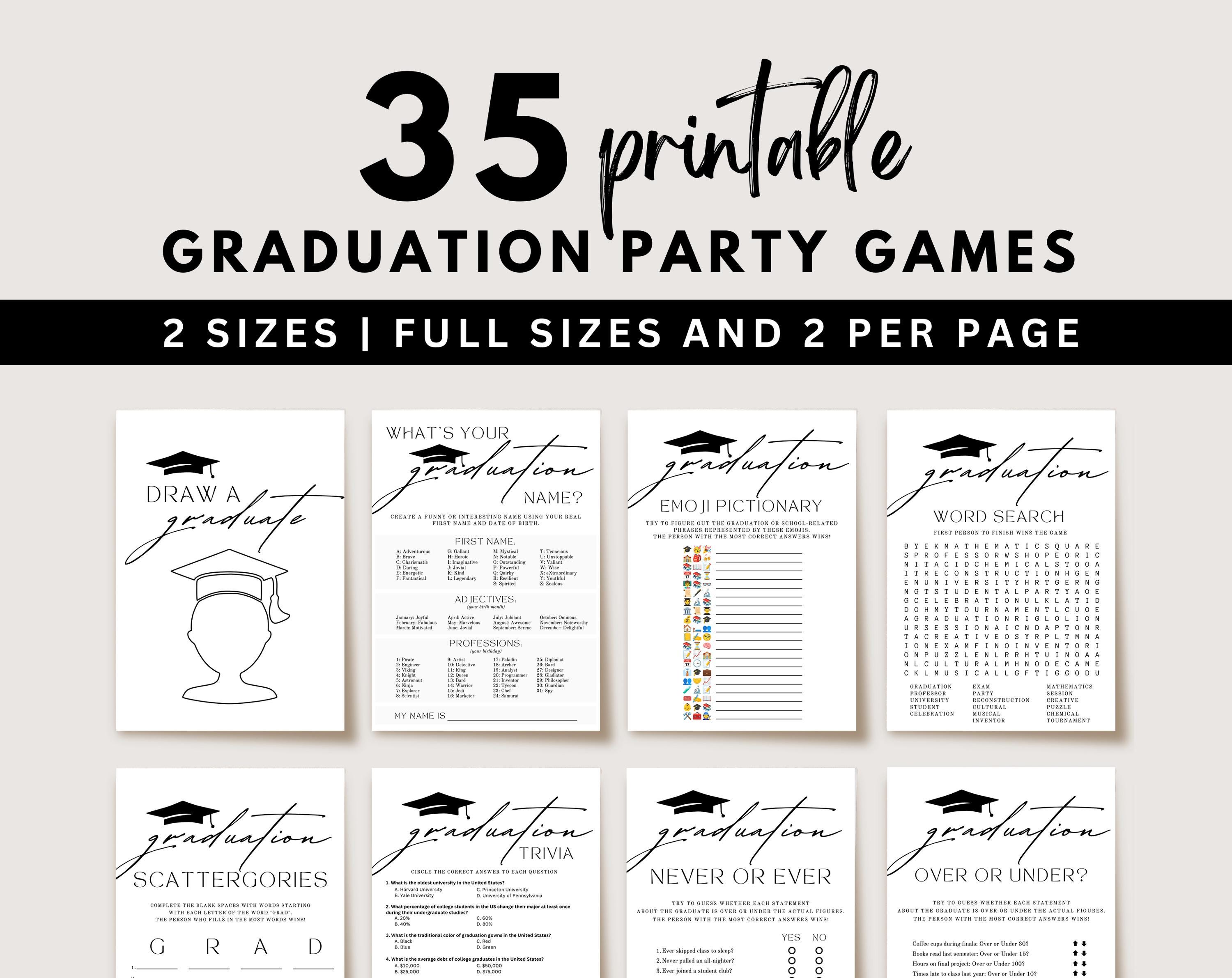 Minimalist Graduation Games  2025 Party Games Bundle for High School &  College Grads - Etsy